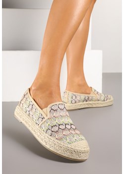Beżowe Espadryle Ozdobione Metaliczną Nitką na Podeszwie z Plecionki Raslira ze sklepu renee.pl w kategorii Espadryle damskie - zdjęcie 178203165