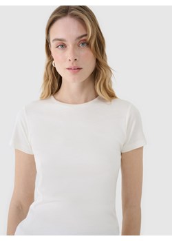 Damski t-shirt basic 4F 4FWSS25TTSHF1995 - biały ze sklepu Sportstylestory.com w kategorii Bluzki damskie - zdjęcie 178205107