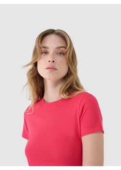 Damski t-shirt basic 4F 4FWSS25TTSHF1995 - różowy ze sklepu Sportstylestory.com w kategorii Bluzki damskie - zdjęcie 178205128