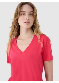 Damski t-shirt basic 4F4FWSS25TTSHF1992 - różowy ze sklepu Sportstylestory.com w kategorii Bluzki damskie - zdjęcie 178205136