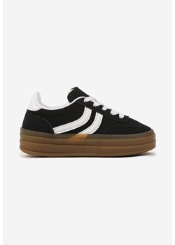 Czarne Buty Sportowe Sneakersy w Stylu Tenisówek z Geometrycznym Wzorem Olithena ze sklepu born2be.pl w kategorii Buty sportowe dziecięce - zdjęcie 178206165