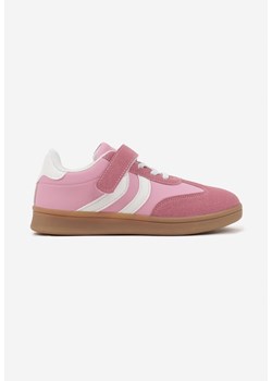 Różowe Buty Sportowe w Stylu Tenisówek z Rzepem i Naszywkami Isenora ze sklepu born2be.pl w kategorii Buty sportowe dziecięce - zdjęcie 178206249