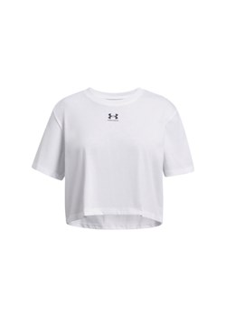 Dziewczęca koszulka oversize Under Armour UA Rival SS - biała ze sklepu Sportstylestory.com w kategorii Bluzki dziewczęce - zdjęcie 178209378