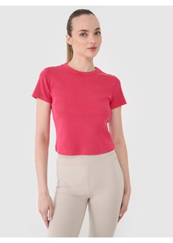 Damski t-shirt basic 4F 4FRSS25TTSHF2696 - różowy ze sklepu Sportstylestory.com w kategorii Bluzki damskie - zdjęcie 178209628