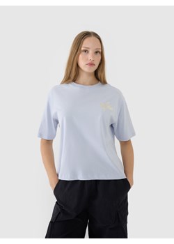 Damski t-shirt oversize z nadrukiem 4F 4FWSS25TTSHF1996 - niebieski ze sklepu Sportstylestory.com w kategorii Bluzki damskie - zdjęcie 178209728