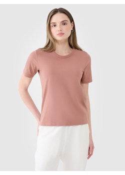 Damski t-shirt basic 4F 4FWSS25TTSHF1991 - beżowy ze sklepu Sportstylestory.com w kategorii Bluzki damskie - zdjęcie 178209757