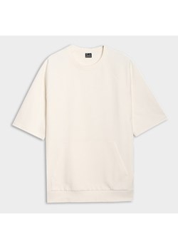 Męska bluza dresowa z krótkim rękawem bez kaptura 4F 4FRSS25TSWSM2114 - biała ze sklepu Sportstylestory.com w kategorii Bluzy męskie - zdjęcie 178221009