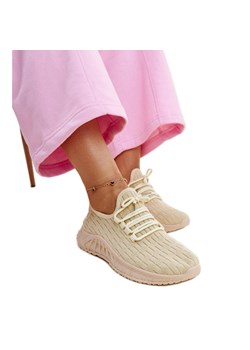 Beżowe materiałowe sneakersy Milena beżowy ze sklepu ButyModne.pl w kategorii Buty sportowe damskie - zdjęcie 178226785