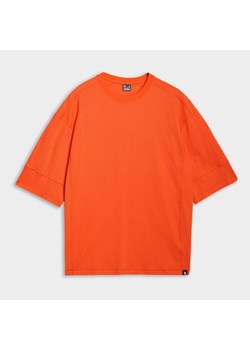 Męski tshirt oversize 4F 4FRSS25TTSHM2653 - pomarańczowy ze sklepu Sportstylestory.com w kategorii T-shirty męskie - zdjęcie 178253327