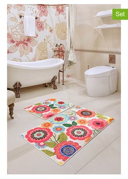 Colourful Cotton Dywaniki łazienkowe (2 szt.) &quot;Galvin&quot; w kolorze błękitno-różowym ze sklepu Limango Polska w kategorii Akcesoria łazienkowe - zdjęcie 178269859