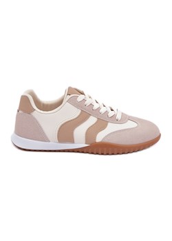 Klasyczne Sneakersy Damskie Z Eko Skóry Beżowe beżowy ze sklepu ButyModne.pl w kategorii Buty sportowe damskie - zdjęcie 178274747