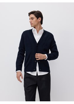 Reserved - Rozpinany sweter z dodatkiem wełny - granatowy ze sklepu Reserved w kategorii Swetry męskie - zdjęcie 178278485