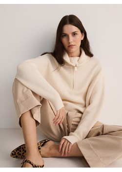 Reserved - Sweter z rozpinanym golfem - kremowy ze sklepu Reserved w kategorii Swetry damskie - zdjęcie 178282518