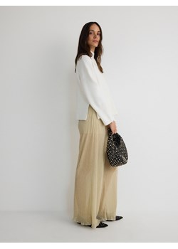 Reserved - Spodnie wide leg - kremowy ze sklepu Reserved w kategorii Spodnie damskie - zdjęcie 178289348