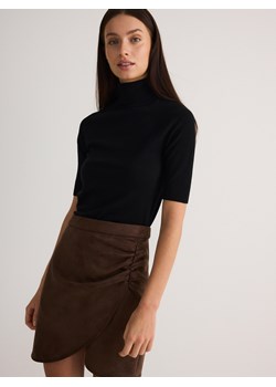 Reserved - Spódnica mini z marszczeniem - ciemnobrązowy ze sklepu Reserved w kategorii Spódnice - zdjęcie 178291915