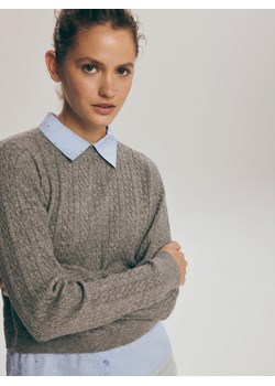 Reserved - Sweter z koszulowymi elementami - szary ze sklepu Reserved w kategorii Swetry damskie - zdjęcie 178292938