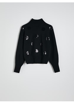 Reserved - Wełniany sweter z aplikacjami - czarny ze sklepu Reserved w kategorii Swetry damskie - zdjęcie 178298315