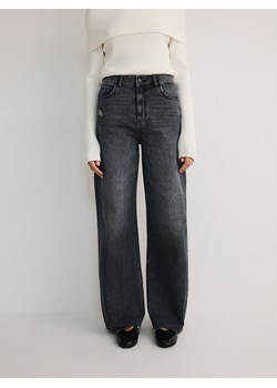Reserved - Jeansy wide leg z przetarciami - czarny ze sklepu Reserved w kategorii Jeansy damskie - zdjęcie 178298795
