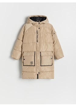 Reserved - Wodoodporny płaszcz z kapturem - beżowy ze sklepu Reserved w kategorii Płaszcze dziewczęce - zdjęcie 178298817