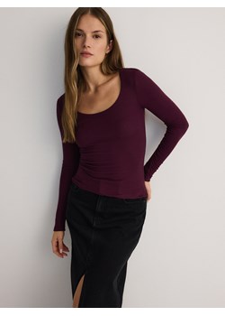 Reserved - Bluzka z błyszczącą aplikacją - bordowy ze sklepu Reserved w kategorii Bluzki damskie - zdjęcie 178301967