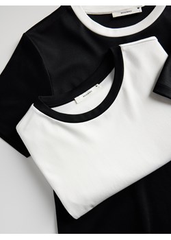 Reserved - T-shirt z kontrastową lamówką - biały ze sklepu Reserved w kategorii Bluzki damskie - zdjęcie 178302488
