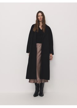Reserved - Długi płaszcz z wełną - czarny ze sklepu Reserved w kategorii Płaszcze damskie - zdjęcie 178318256