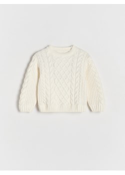 Reserved - Sweter z ozdobnym splotem - złamana biel ze sklepu Reserved w kategorii Swetry damskie - zdjęcie 178321189