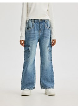 Reserved - Jeansy wide leg cargo - niebieski ze sklepu Reserved w kategorii Spodnie dziewczęce - zdjęcie 178322347