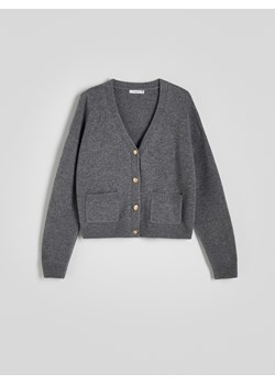 Reserved - Wełniany kardigan - szary - id: 6545B-85M - marki Reserved - 178322597 Reserved - Wełniany kardigan - szary ze sklepu Reserved w kategorii Swetry damskie - zdjęcie 178322597