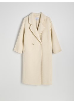 Reserved - Dwurzędowy płaszcz z wełną - złamana biel ze sklepu Reserved w kategorii Płaszcze damskie - zdjęcie 178326816