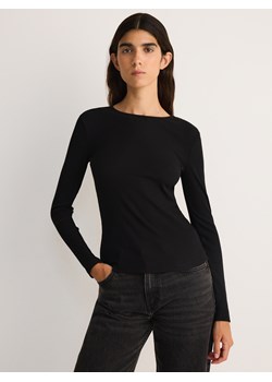 Reserved - Longsleeve z bawełny i modalu - czarny ze sklepu Reserved w kategorii Bluzki damskie - zdjęcie 178327357