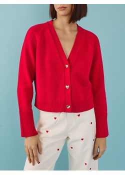 Reserved - Bawełniany kardigan z guzikami - czerwony ze sklepu Reserved w kategorii Swetry damskie - zdjęcie 178342958