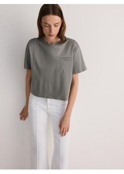 Reserved - T-shirt z modalem - szary ze sklepu Reserved w kategorii Bluzki damskie - zdjęcie 178353286