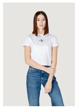 Calvin Klein Jeans T-Shirt MONOLOGO BABY Biały Shirt Fit ze sklepu MODIVO w kategorii Bluzki damskie - zdjęcie 178359387