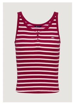 Tommy Jeans T-Shirt TJW BUTTON TANK Czerwony To Fit ze sklepu MODIVO w kategorii Bluzki damskie - zdjęcie 178359507