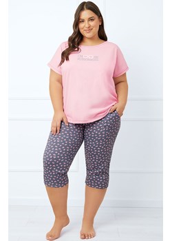 Piżama damska w serduszka na krótki rękaw i 3/4 spodnie Lotte, Kolor różowy-wzór, Rozmiar M, Italian Fashion ze sklepu Primodo w kategorii Piżamy damskie - zdjęcie 178365379