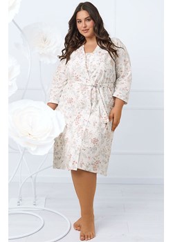 Bawełniany szlafrok damski z 3/4 rękawem Solita, Kolor ecru-wzór, Rozmiar S, Italian Fashion ze sklepu Primodo w kategorii Szlafroki damskie - zdjęcie 178365397