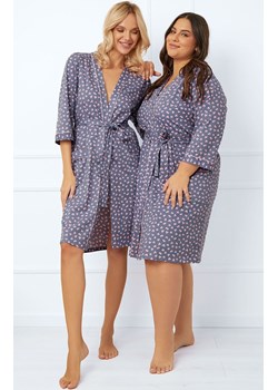 Szlafrok damski w serca z 3/4 rękawem Tiana, Kolor jeansowy-róż, Rozmiar S, Italian Fashion ze sklepu Primodo w kategorii Szlafroki damskie - zdjęcie 178365407