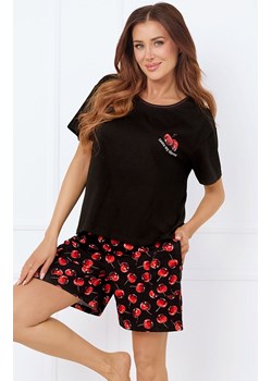 Piżama damska z krótkim rękawem i krótkimi spodenkami Cherry, Kolor czarno-czerwony, Rozmiar S, Italian Fashion ze sklepu Intymna w kategorii Piżamy damskie - zdjęcie 178365847
