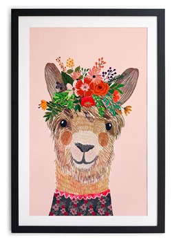 Folkifreckles Druk artystyczny &quot;Floral Llama&quot; w ramce - 40 x 60 cm ze sklepu Limango Polska w kategorii Obrazy - zdjęcie 178382139