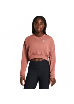 Damska bluza dresowa nierozpinana bez kaptura Under Armour UA Rival Terry OS Crop Crw - różowa ze sklepu Sportstylestory.com w kategorii Bluzy damskie - zdjęcie 178384138