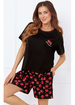 Piżama damska z krótkim rękawem i krótkimi spodenkami Cherry, Kolor czarno-czerwony, Rozmiar S, Italian Fashion ze sklepu Intymna w kategorii Piżamy damskie - zdjęcie 178387198