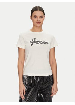 Guess T-Shirt V5GI02 K9RM1 Écru Slim Fit ze sklepu MODIVO w kategorii Bluzki damskie - zdjęcie 178404567