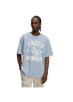 Męski t-shirt z nadrukiem Under Armour UA Heavyweight Varsity Oversized - niebieska ze sklepu Sportstylestory.com w kategorii T-shirty męskie - zdjęcie 178409489