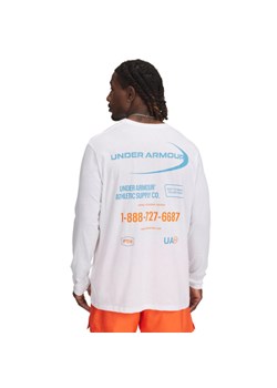 Męski longsleeve z nadrukiem Under Armour UA Workwear Logo - biały ze sklepu Sportstylestory.com w kategorii T-shirty męskie - zdjęcie 178409497
