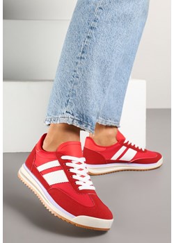 Czerwone Sneakersy Klasyczne Tenisówki z Przeszyciami Kelluria ze sklepu born2be.pl w kategorii Buty sportowe damskie - zdjęcie 178413946