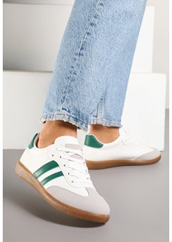 Biało-Zielone Sneakersy w Stylu Tenisówek z Przeszyciami Tanilea ze sklepu born2be.pl w kategorii Buty sportowe damskie - zdjęcie 178414036