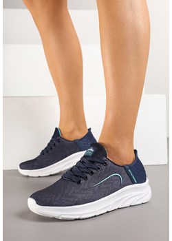 Granatowo-Miętowe Buty Sportowe Sneakersy z Tłoczeniem i Ozdobnym Napisem na Boku Canisse ze sklepu born2be.pl w kategorii Buty sportowe damskie - zdjęcie 178414275