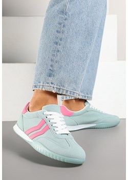 Jasnozielone Sneakersy w Typie Tenisówek z Ozdobnymi Paskami Zommea ze sklepu born2be.pl w kategorii Buty sportowe damskie - zdjęcie 178414326