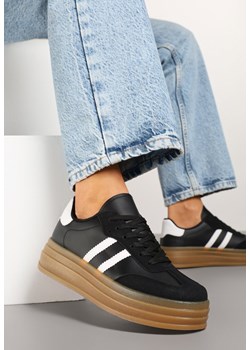 Czarne Sneakersy Tenisówki z Ozdobnymi Paskami Mirnelis ze sklepu born2be.pl w kategorii Buty sportowe damskie - zdjęcie 178414935